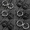 1 Pair Stainless Steel Hoop Earrings for Men Women Small Circle Metal Ball Anti-allergic Ear Buckle Rock Hip Hop Zircon