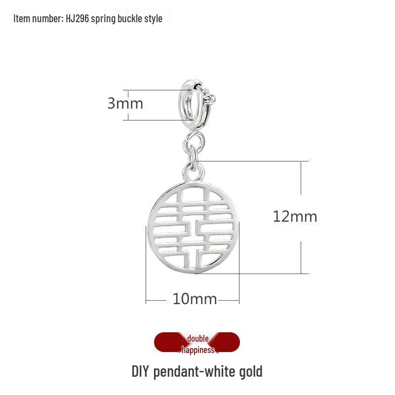 Fu Character Bracelet Charms: Gold Sand Pendants & Spacer Beads for DIY Jewelry