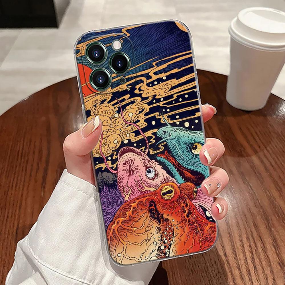 Японская культура Волна Дракона Аниме Чехол Для Apple iPhone 17 16 15 14 13 12 11 Pro Max 16 Plus 16E 17Air 17Pro Чехол для телефона Funda
