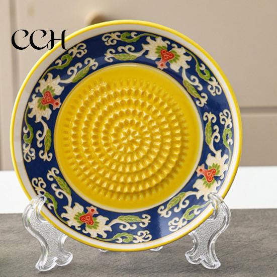 Ceramic Grater For Garlic Grinder Plate Bowl, Manual Ginger Fruit Zester Dish, All-in-One Prep Mixing Serving Tray, Modern Minimalist Kitchen
