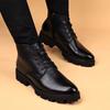 Mens Casual Natural Leather Boots Black Stylish Autumn Winter Shoes Cowboy Platform Boot Business Office Ankle Botas Masculinas