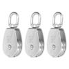 3Pcs Single Pulley Block Set 400kg Bearing Stainless Steel Pulley Roller for Lifting Boat Deck Towing
