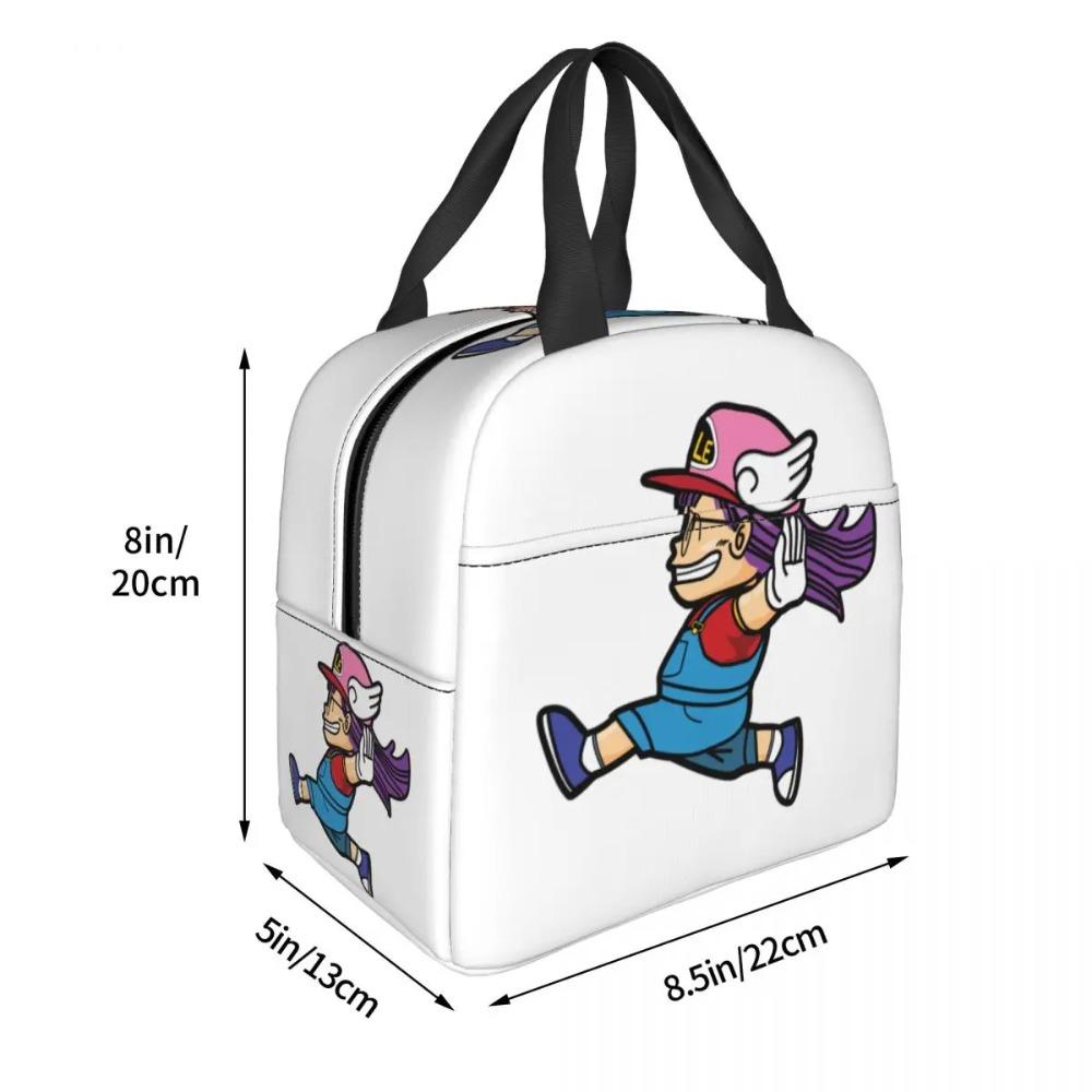 Custom Arale Norimakis Japanese Dr Slump Insulated Lunch Bags for Work School Waterproof Cooler Thermal Bento Box Women Children