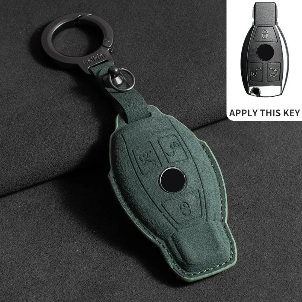 Suede Leather Car Key Case for Mercedes Benz E Class W213 W205 E200 E260 E300 E320 AMG CLA 2019 2020 Remote Fob Shell Case