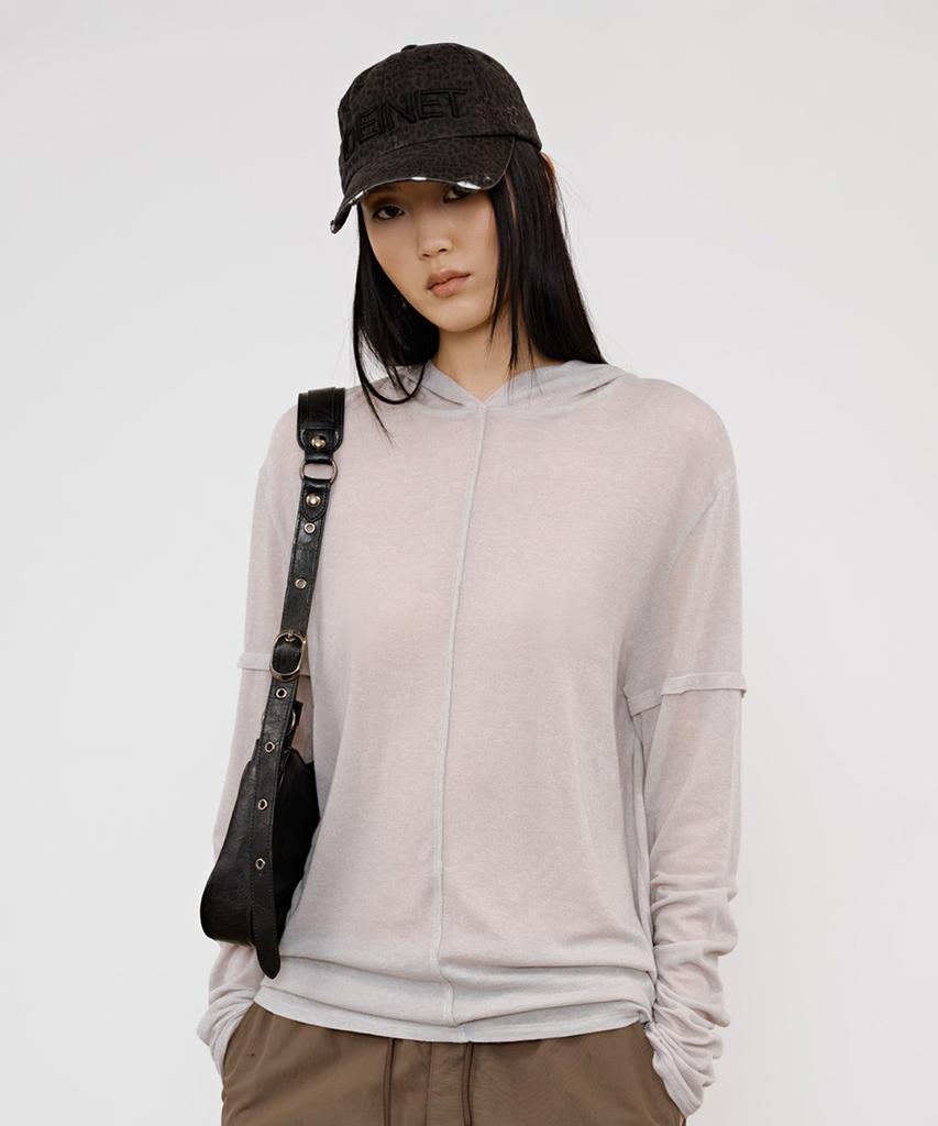 DEINET Fake Hood Long Sleeve In Light Gray