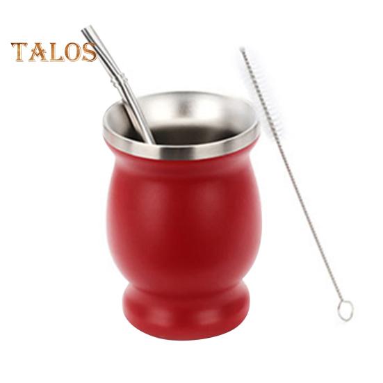 Набор чашек Yerba Mate, чашка в форме тыквы с двойными стенками из нержавеющей стали и щеткой для чистки чашек Bombilla, чайный набор, богатый антиоксидантами и повышающий энергию