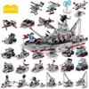 651PCS WW2 Military Aircraft Warships Series Army Building Blocks Battleship Bismarck Colossus Model Military Soldier Children Bricks Toys
