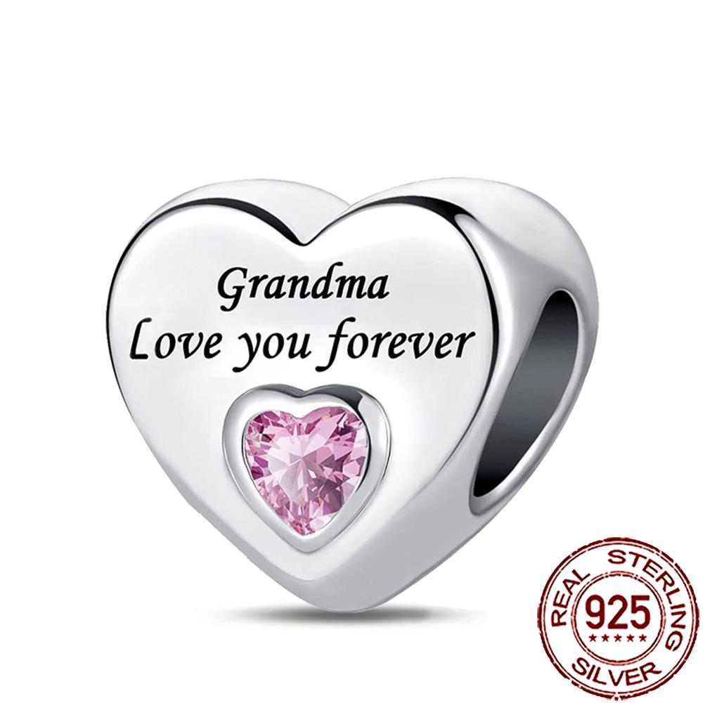 New Charms 925 Silver Sister Daughter Mum Mother Family Love Heart Beads Fit Origina Bracelet Necklace DIY Jewelry