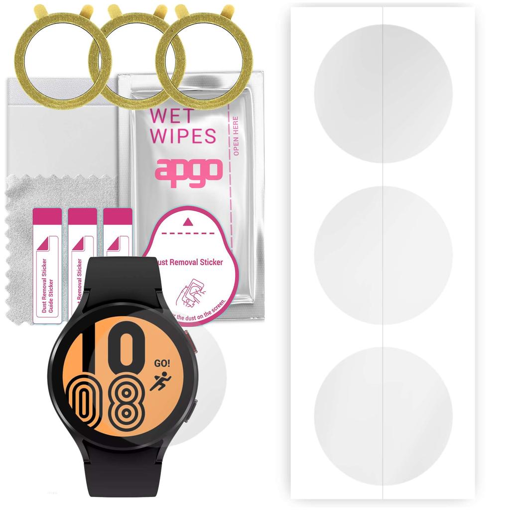 3x гидрогелевая защитная пленка apgo для Samsung Galaxy Watch4 44 мм, гидрогелевая пленка, с позиционирующим слоем, простая установка