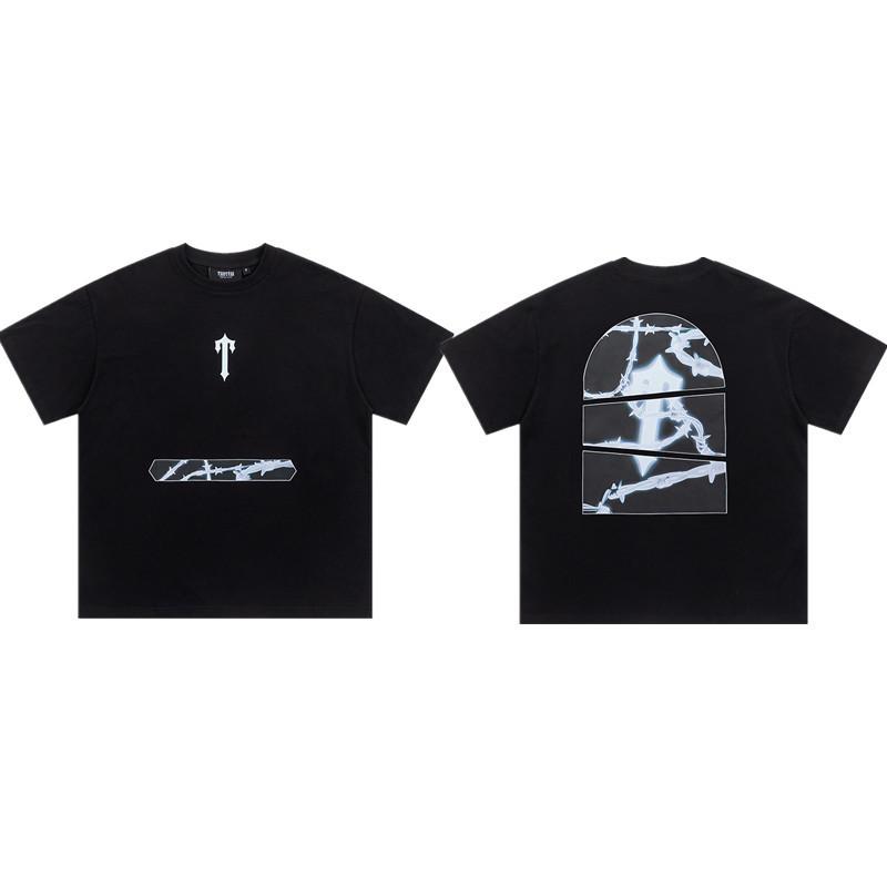 Cross-border new graffiti letter printing European and American street trendy brands loose and versatile casual men's and women's short-sleeved round