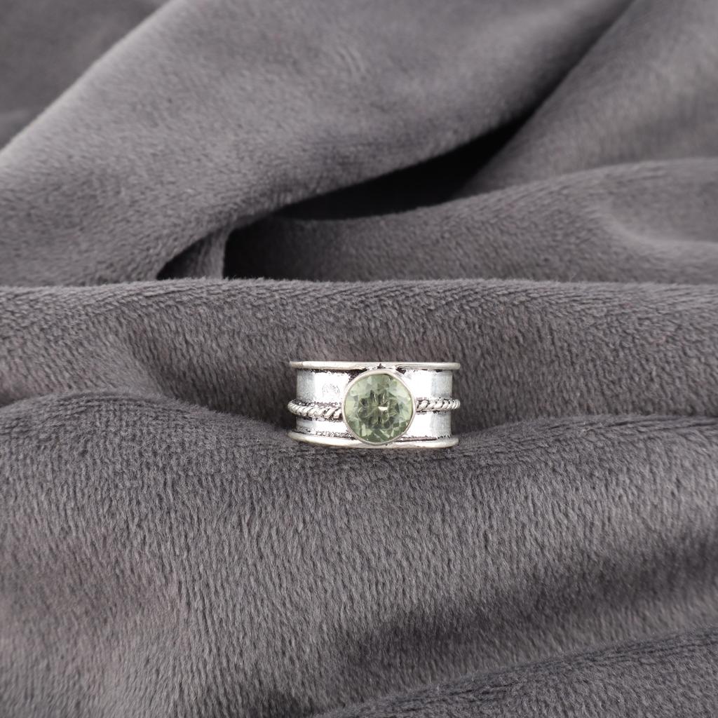 Green Amethyst Gemstone 925 Sterling Silver Handmade Wonderful Jewelry Ring Gift For Women