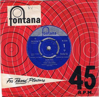 7-дюймовая пластинка ТОНИ ОРЛАНДО - Bless You 263256TF Fontana 1961 UK Rock Б/у