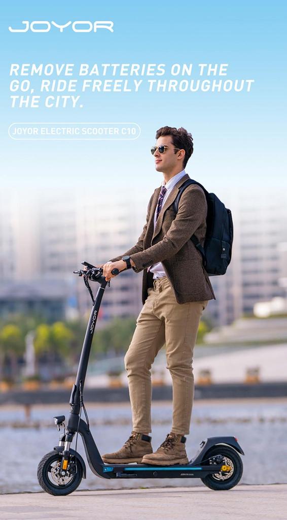JOYOR C10 Electric Scooter, 500W Motor, 48V 10.4Ah Battery, 10 Inch Tire, 45km/h Max Speed, 30-50km Range, 120kg Max Load, Front and Rear Disc Brake