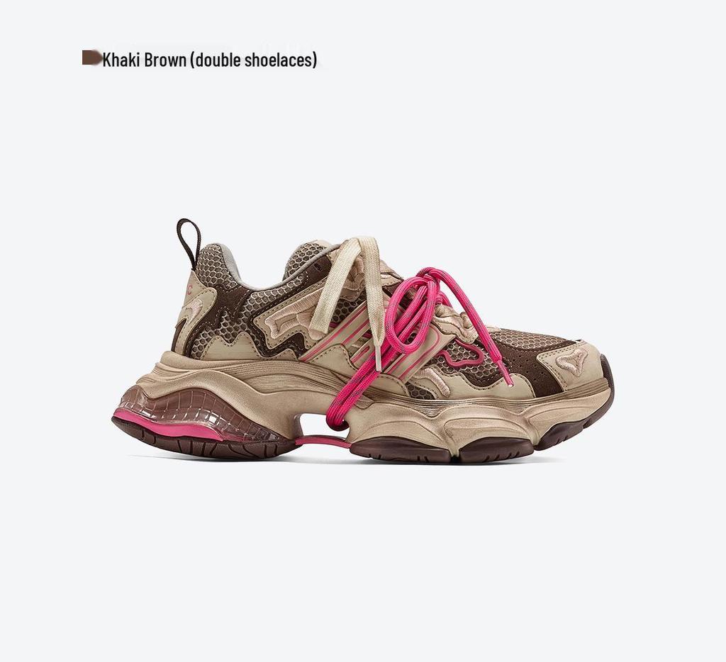 Женские кроссовки в ретро-стиле «Dad Shoes» из состаренной кожи – Тренд осени 2025, Повседневные кроссовки с воздушной подушкой, Увеличивающие рост