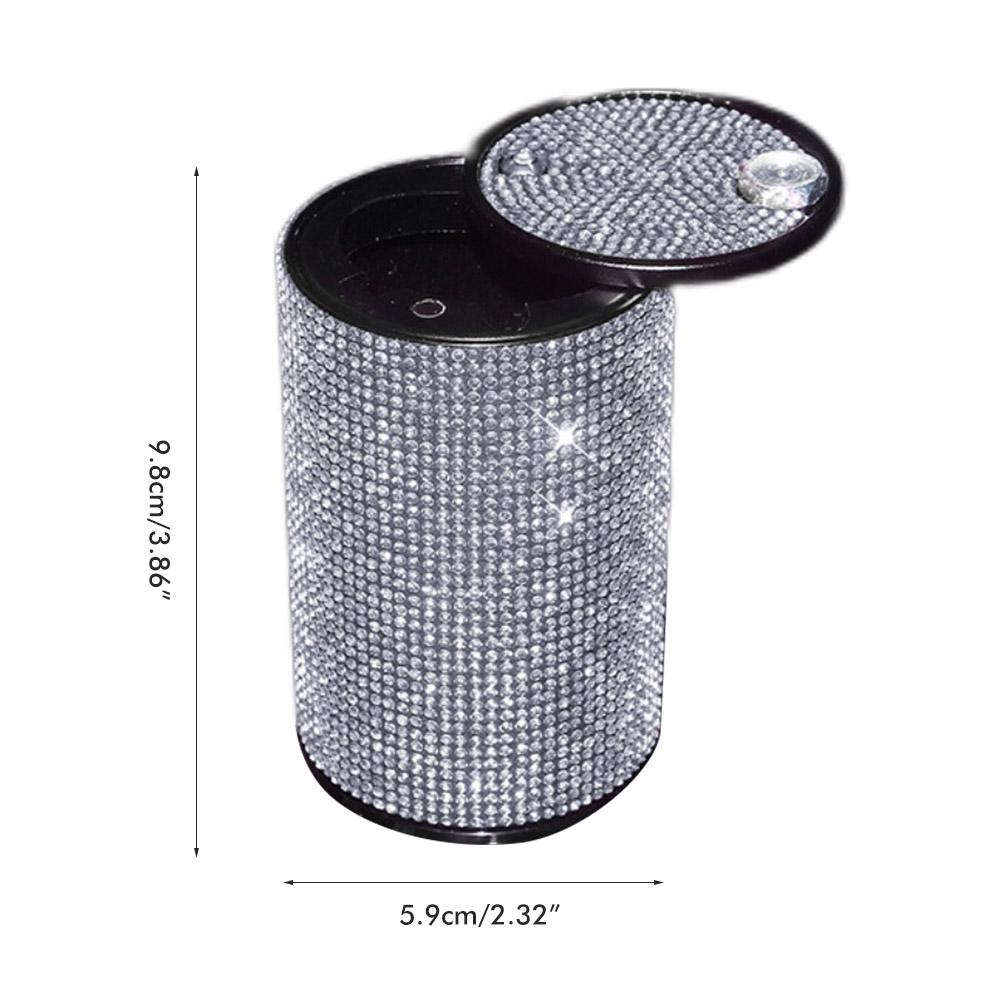 Crystal  Aluminum Smokeless Car Ashtray with Fireproof Stainless Lid for Car Women Home Office