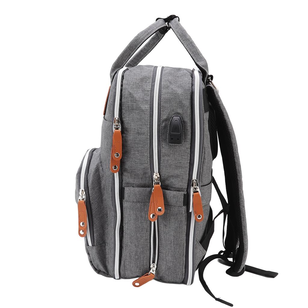 Сумка для детских подгузников, складная, большой емкости, темно-серая, портативная, разделенная, с широким карманом