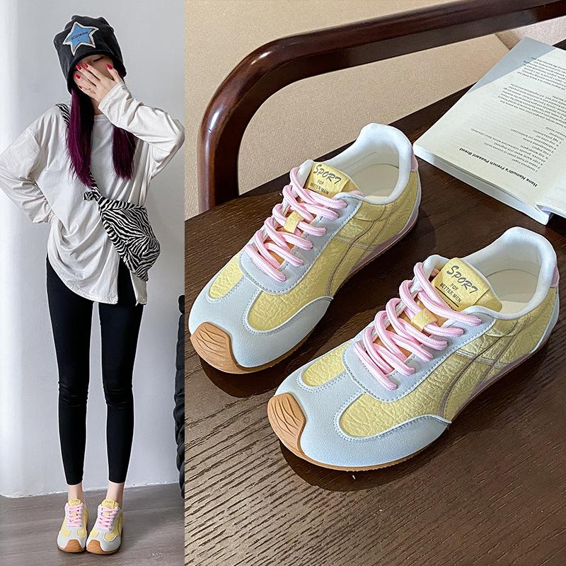 Fashion Moral Training Shoes Women's 2025 Spring New Ugly Cute Flat-bottomed Retro Color Matching Forrest Gump Shoes Soft-soled Casual Sports Shoes
