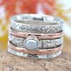 White Pearl Ring, Spinner Ring, Two Tone Ring, Designer Ring, Handmade Ring, Spinner Band, Bohemian Ring, Anniversary Gift