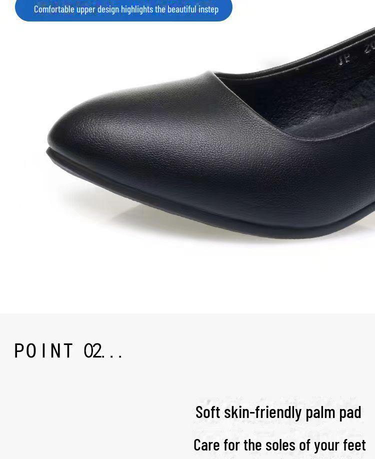 Женские черные кожаные рабочие туфли, удобный толстый каблук, мягкая кожа, подходят для любого сезона, доступны большие размеры.