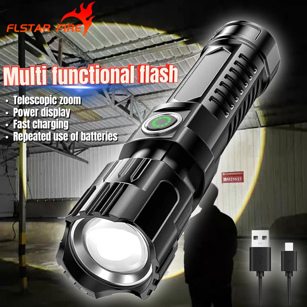 60W Super Powerful LED Flashlight Zoom Tactical Torch Built-in Battery USB Rechargeable Waterproof Lamp Ultra Bright Lantern