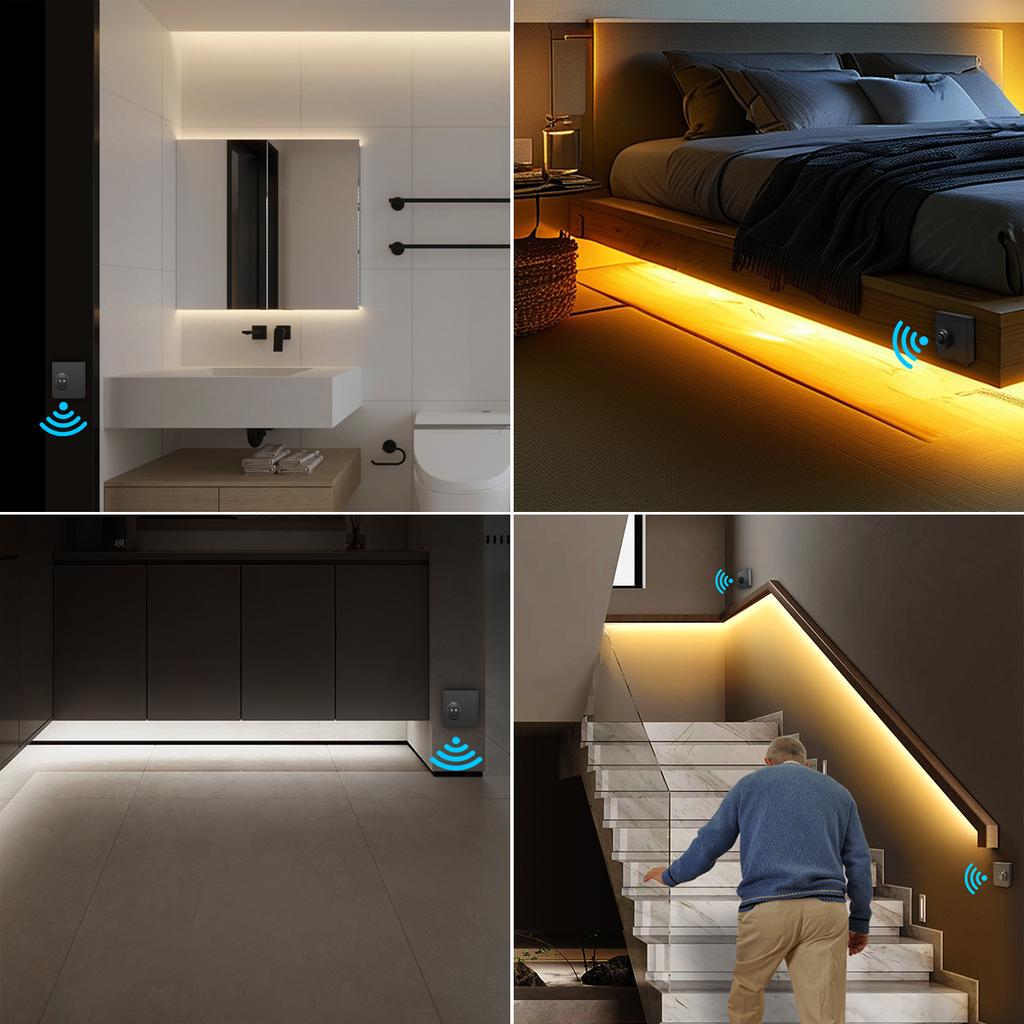 COB LED Strip Light With Portable PIR Motion Sensor Switch/Wireless RF Reciever DIY Kitchen Cabinet Bed Room Stair Night Lamp