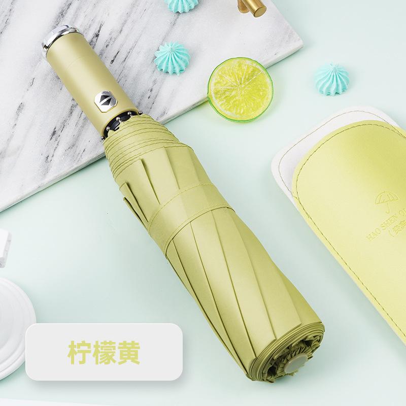 New rotatable flashlight umbrella men's and women's vinyl sunscreen three-fold automatic color scheme handle umbrella for weather and rain