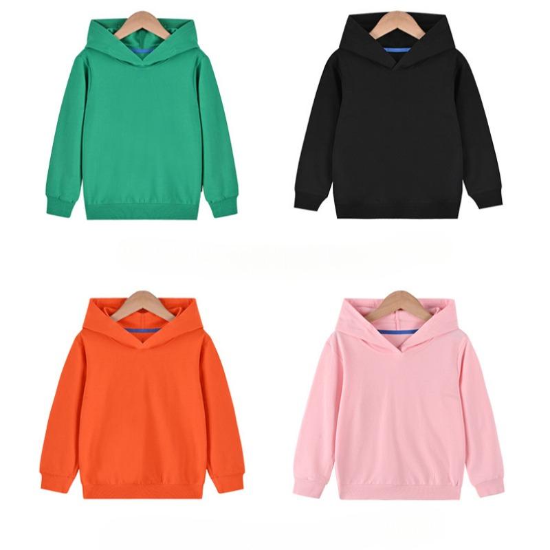 Новый весенне-осенний детский худи из чистого хлопка однотонного цвета