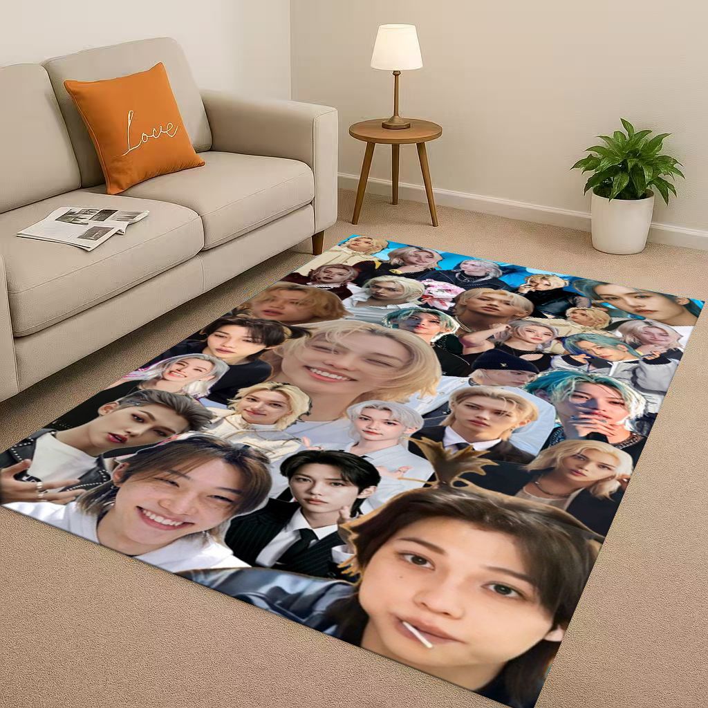 3D Kpop Felix Star Art living Room Non-Slip Area Rug Soft Carpet for Bedroom Playroom and Sofa,Easy Clean Home Decor Doormat