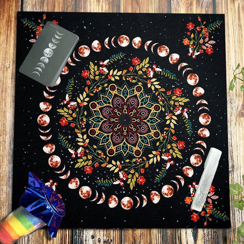 1 шт. Скатерть Таро, гадальный алтарь, скатерть с цветочным принтом, солнце и луна, подвесная ткань, гобелен, декор для вечеринки