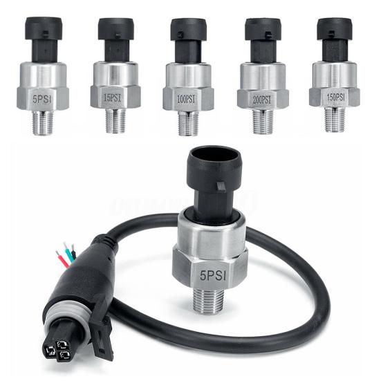 1/8NPT 5V Stainless Steel 5-200Psi Oil Fuel Pressure Transducer Sender Sensor