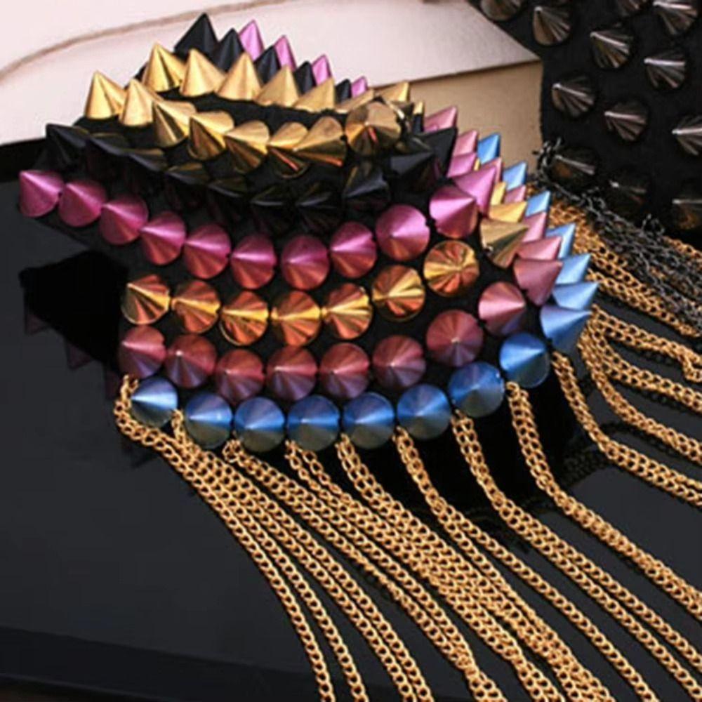 Pin Rivet Shoulder Badges Cool Jacket Vintage Brooch Retro Club Tassel Chain Epaulette Suit