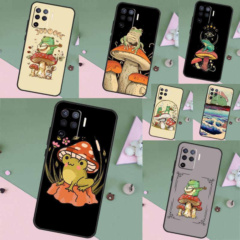 Коттеджкор Эстетика Лягушка Гриб Для OPPO A6 A5 Pro A15 A17 A77 A16 A76 A96 A18 A38 A58 A78 A98 A54 A74 A94 A40 A60 A80 Чехол