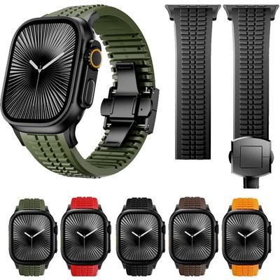 Роскошный силиконовый ремешок для Apple Watch Ultra 3/2/1 49 мм Серии 11/10 46 мм Спортивный браслет Напульсник iWatch 9 8 7 6 5 SE 45 мм 44 мм