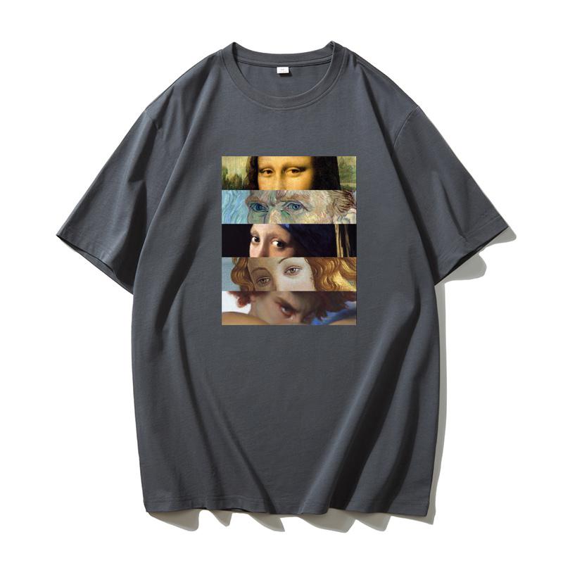 Летняя мужская футболка с круглым вырезом и портретным принтом, ретро, забавная, 100% хлопок, нейтральная, мягкая, дышащая, с коротким рукавом, большая