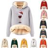Women's Fashion Hooded Christmas Printed Padded Thickened Warm Loose Pullover Sweatshirt