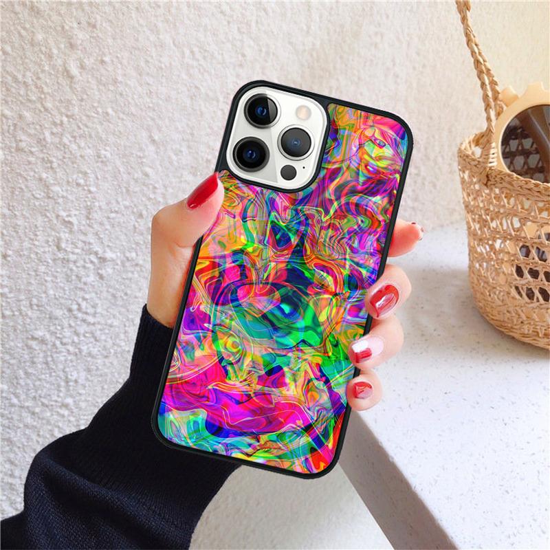 Психоделический голографический чехол для телефона iPhone 17 Air 16 Coque 15 14 12 13 PLUS 11 PRO MAX Задняя крышка Fundas