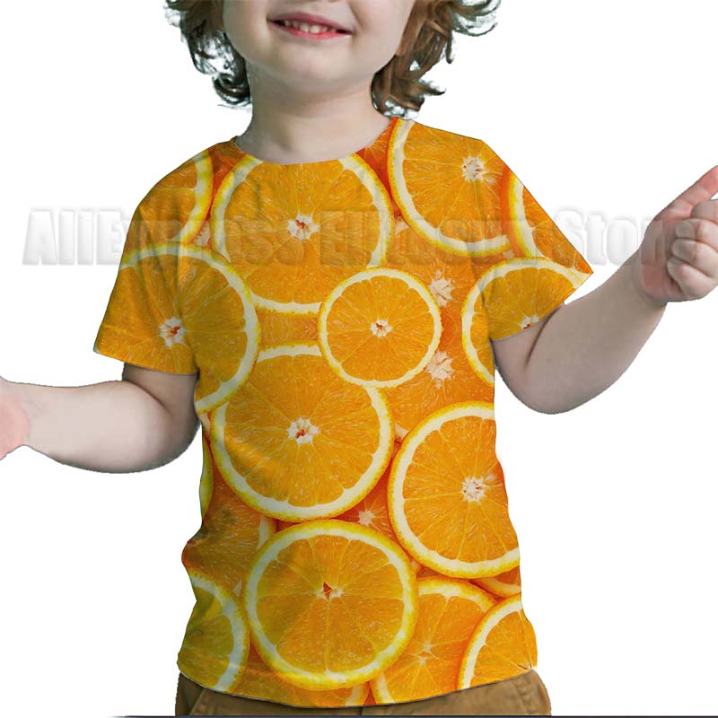 Toddler 3D Funny Fruits Printed T Shirts Baby Boys Girls Kids Tee Tops Summer Children Avocado Strawberry Lemon Apple T-shirts