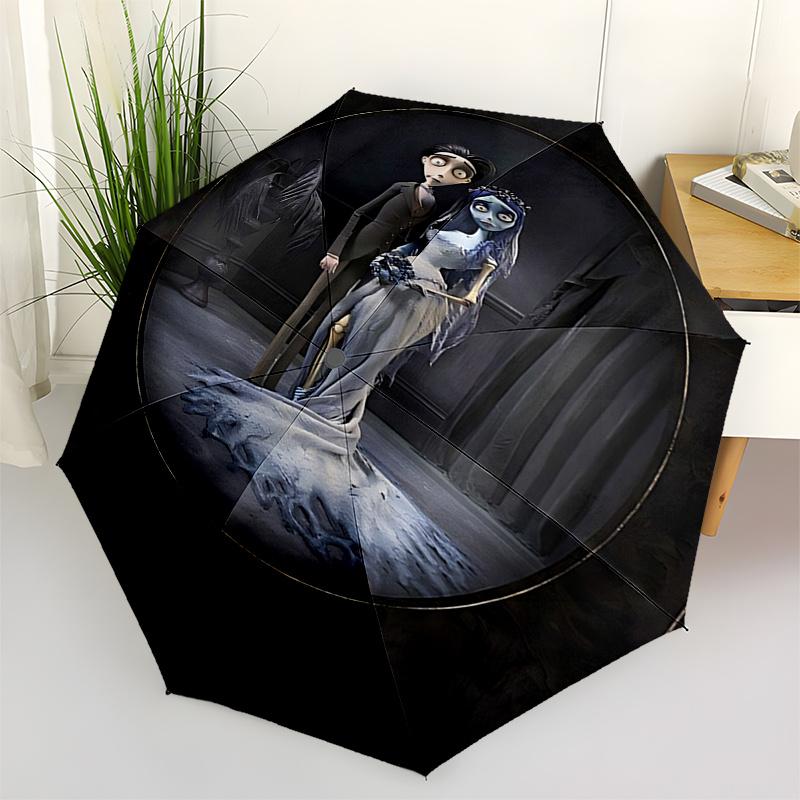 Corpse Bride Automatic Opening Umbrella: Portable 3 Fold Design with 8 Bone Iron Frame, Perfect Gift for Fans and Travelers0145b