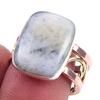 Кольцо из натурального опала с дендритом, стерлингового серебра 925 пробы, двухцветное, размер 7,5 i3D13