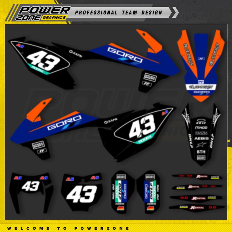 PowerZone Custom Fairing Graphics Backgrounds Decals Stickers Kit For KTM SX SXF MX 16-18  EXC XCW Enduro 17-19 125 to 500cc 23