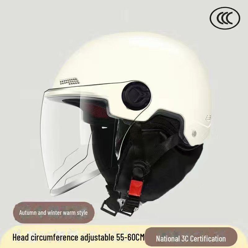 3C Certified Autumn/Winter Electric Motorcycle Helmet - Unisex Cold Protection and Warmth