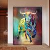 Modern Abstract Art Graffiti Bull Canvas Painting Wall Art Animal Picture For Living Room Decoratiion Graffiti Poster And Prints