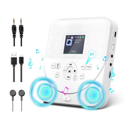 Портативный CD-плеер с Bluetooth-динамиком, записью, FM, 2000 мАч, картой MicroSD 32 ГБ, AUX, повтором и программированием, эквалайзером, наушниками PSE, подходит для языковых, фетальных