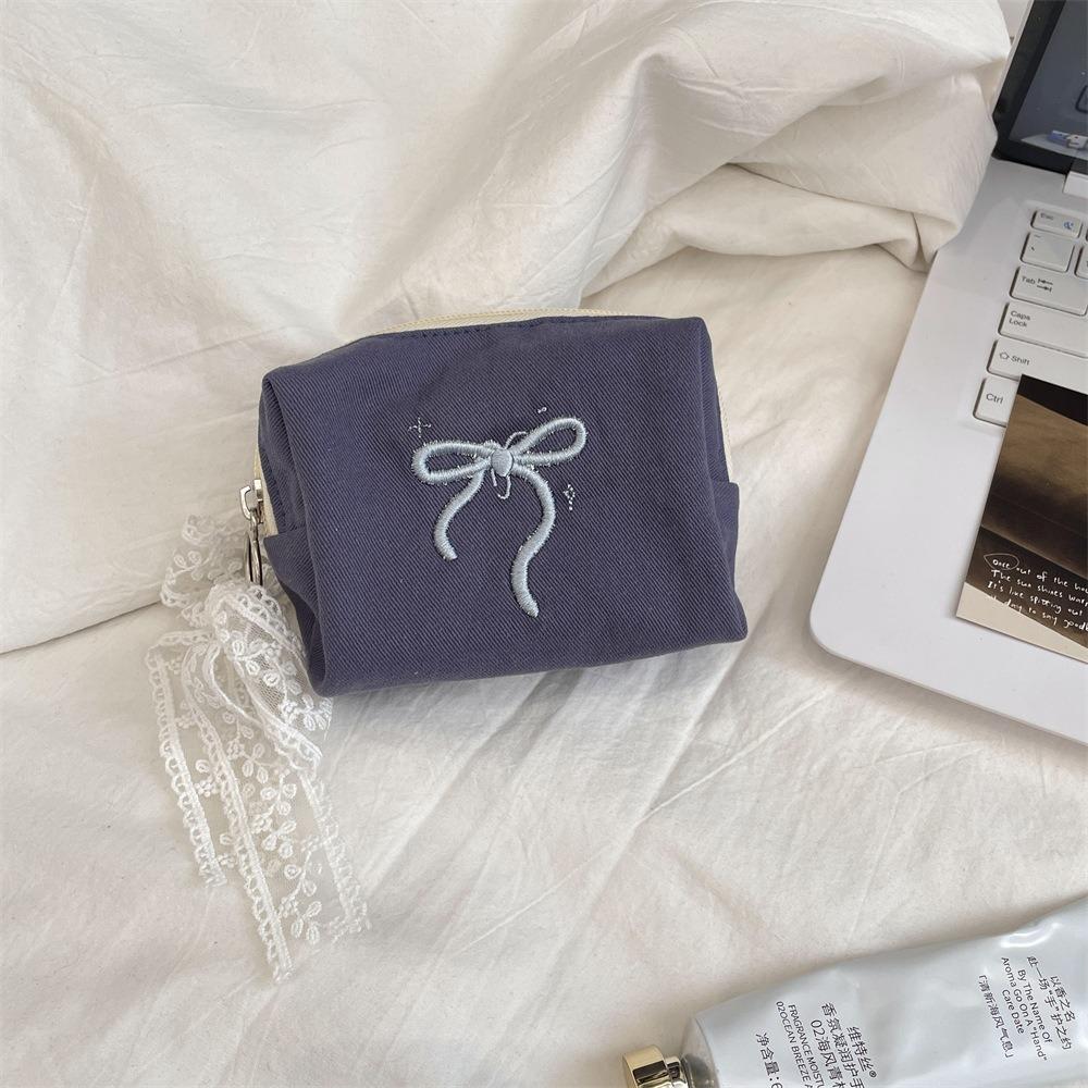Bowknot Bow Coin Purse Portable Cosmetic Bag Square Sanitary Napkin Storage Bag  Travel