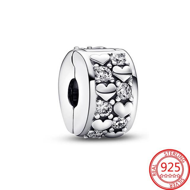 Trendy S925 Silver Gold Plated Pavé Zircon Sparkling Around Stars Dangle Charm Fit Fashion Bracelet DIY Jewelry Gift Making