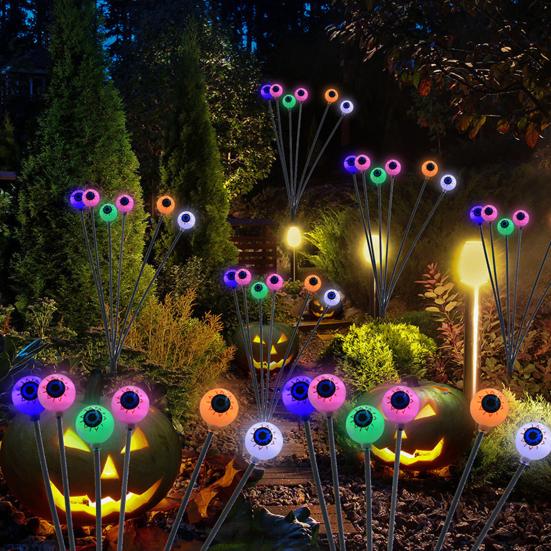 Solar Eyeball Lights Halloween Outdoor Stake Lights Colorful Glowing Ghost Eye Design Waterproof Decorative Lights for Garden Lawn Yard