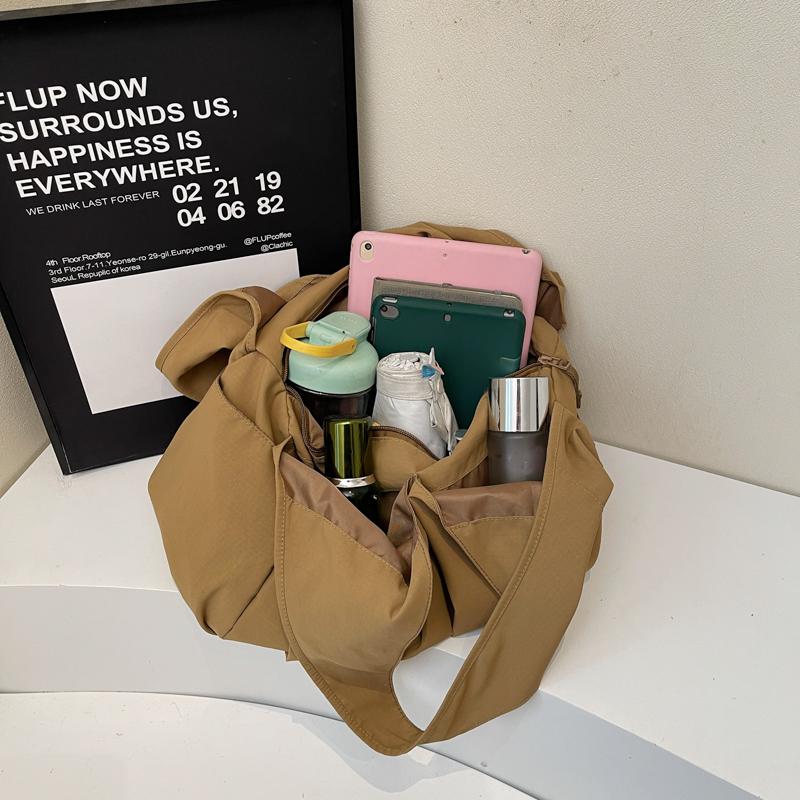 Сумка Легкая Большая Вместительная Сумка Через Плечо Дорожная Сумка Однотонная Сумка-тоут