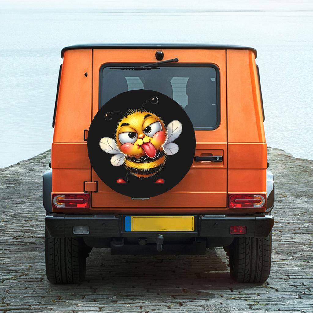 1pc Sassy Naughty Bee Graphic Printed Car Tire Cover, Universal Stylish Spare Wheel Protector, Perfect Fit Easy Installation. Id