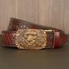 Belt Genuine Leather Belt for Men Carving Pattern Automatic Buckle Belt Strap for Jeans