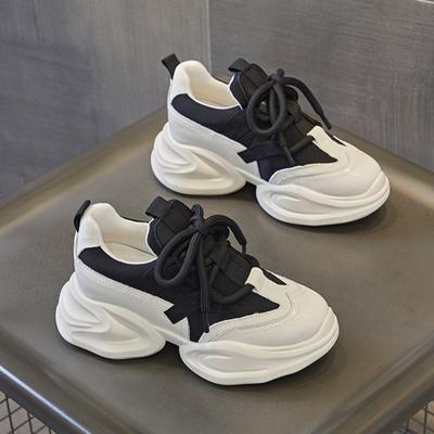 Модные женские кроссовки на платформе с завышенной талией, женские туфли для папы, весенняя новинка, женская обувь из коровьей кожи с толстой подошвой, повседневная спортивная обувь